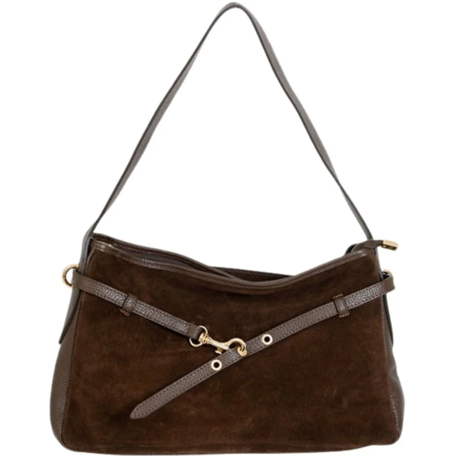 Victor Suede Handbag - Brown