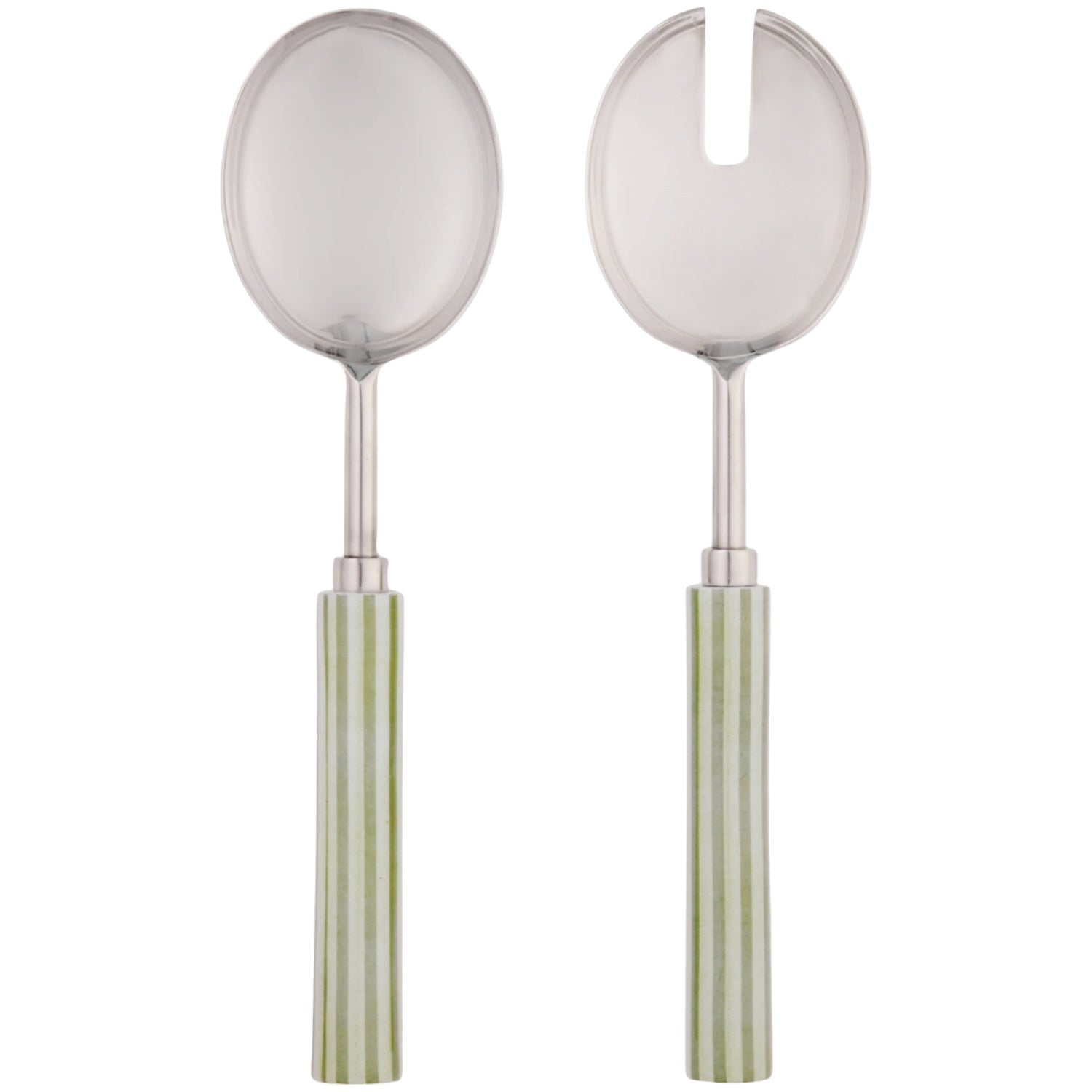 Clyde Stripe Salad Servers - Green