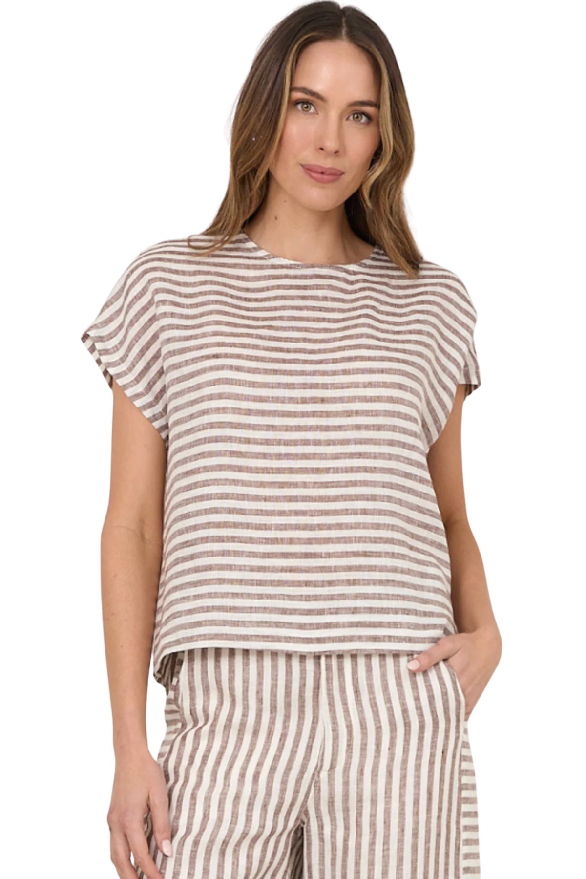Emmerson Stripe Top - Choc/White