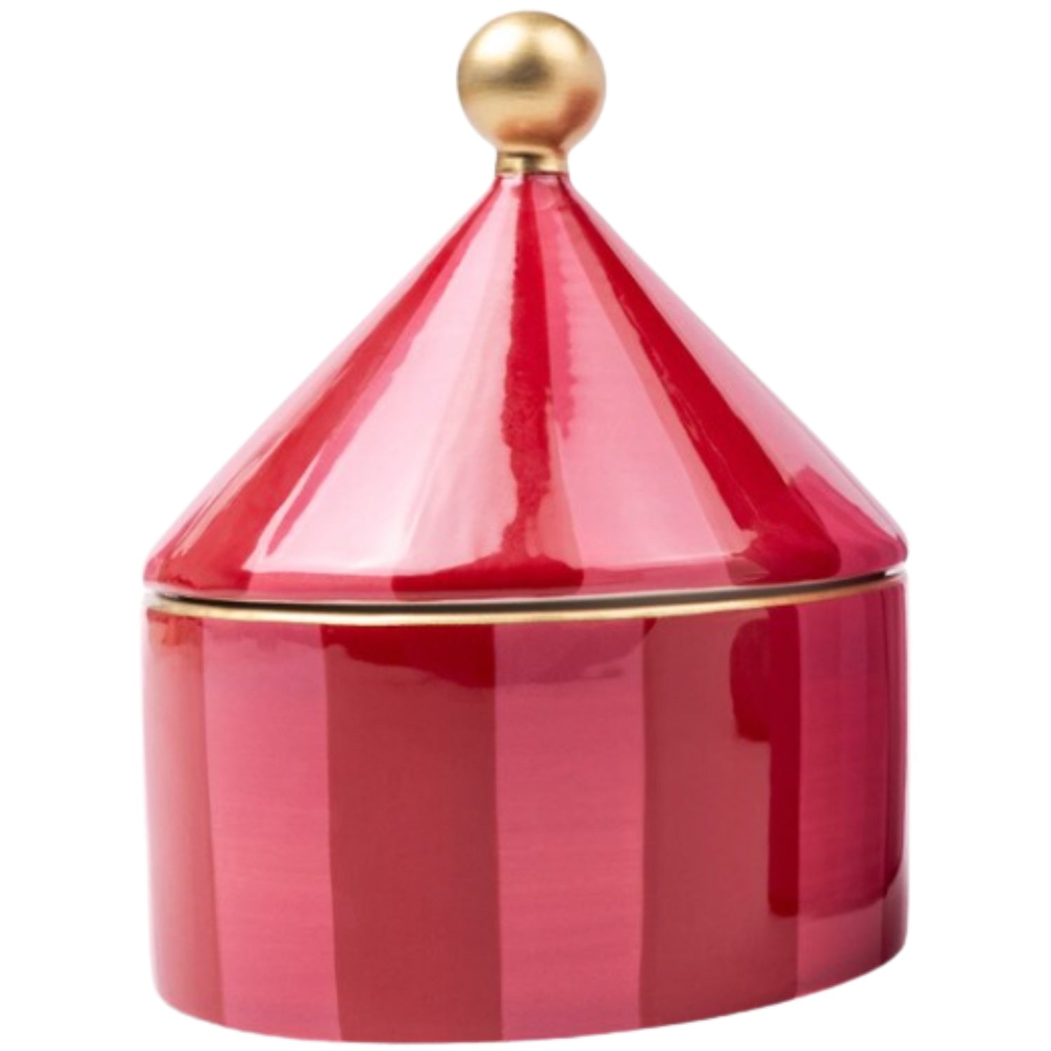 Ceramic Trinket Box - Pink/Red Stripe