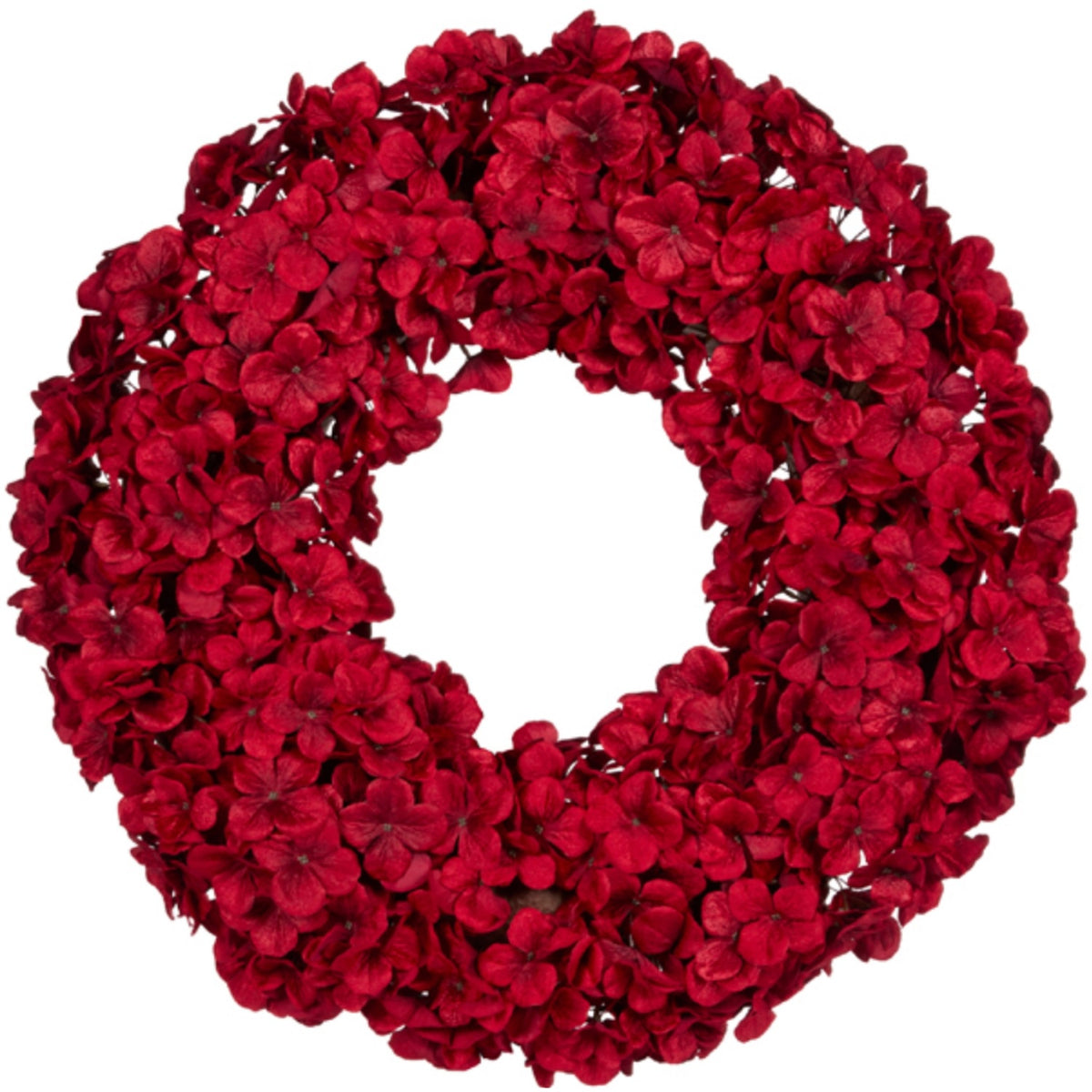 65cm Hydrangea Wreath - Deep Red