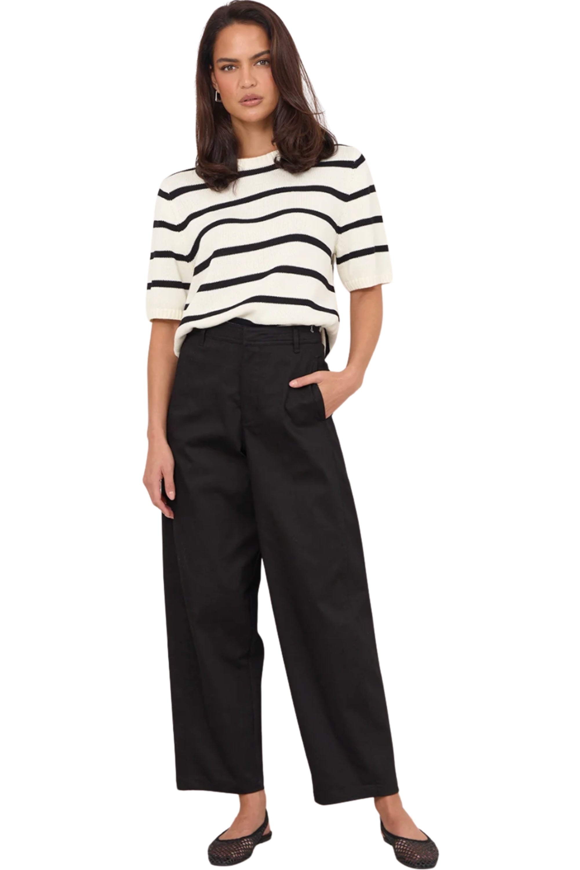 Hollis Barrel Leg Pant - Black