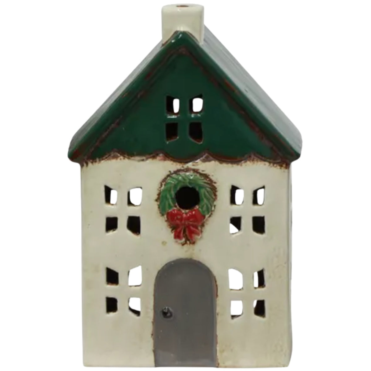 YA0086 Tea Light House (S) - Green/Wreath