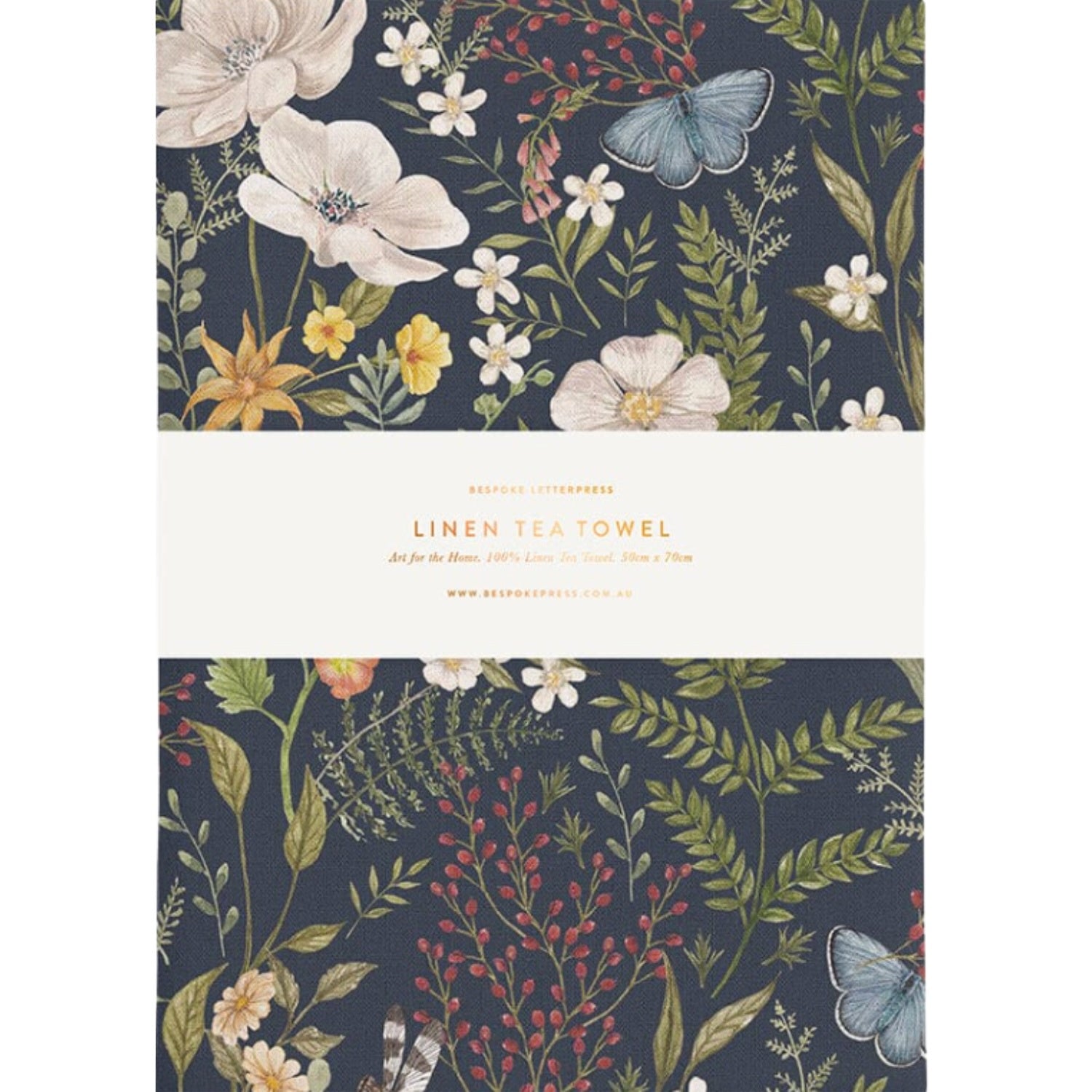 Dusk In Bloom Linen Tea Towel