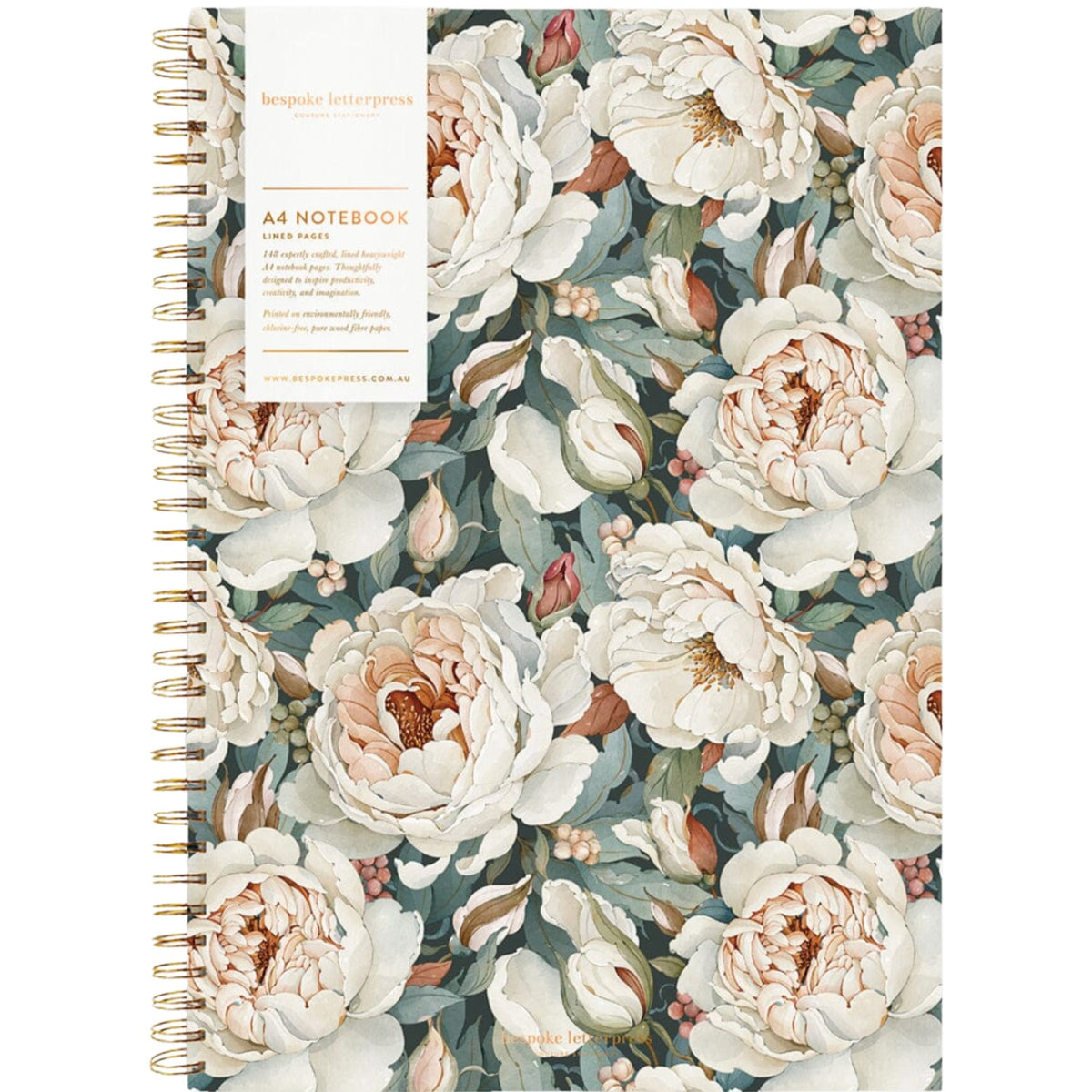 Ringbound A4 Notebook - Heritage Roses