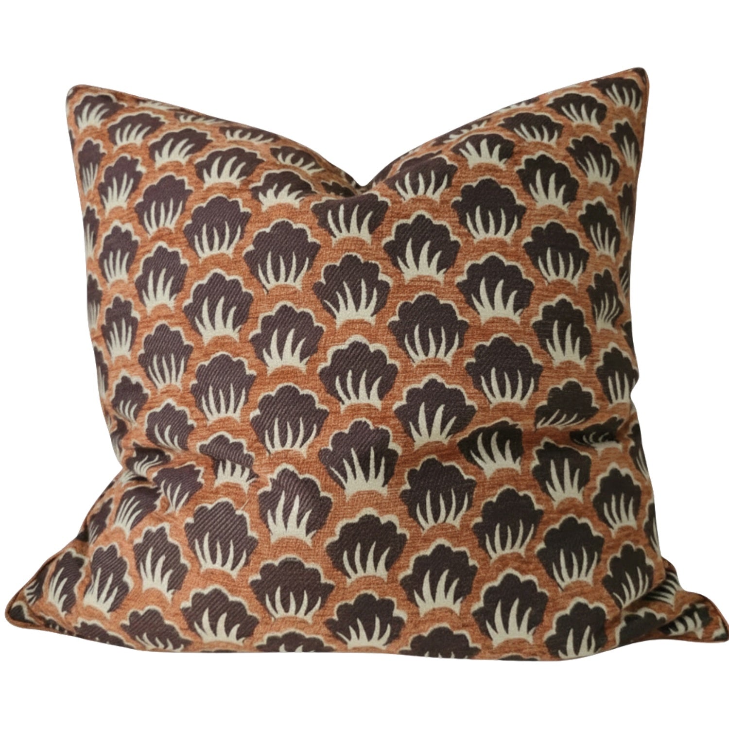 Scallop Cushion 55cm - Rust/Brown