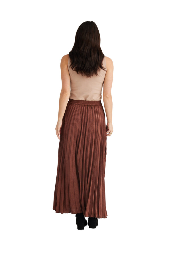 Alias Pleated Skirt- Cocoa