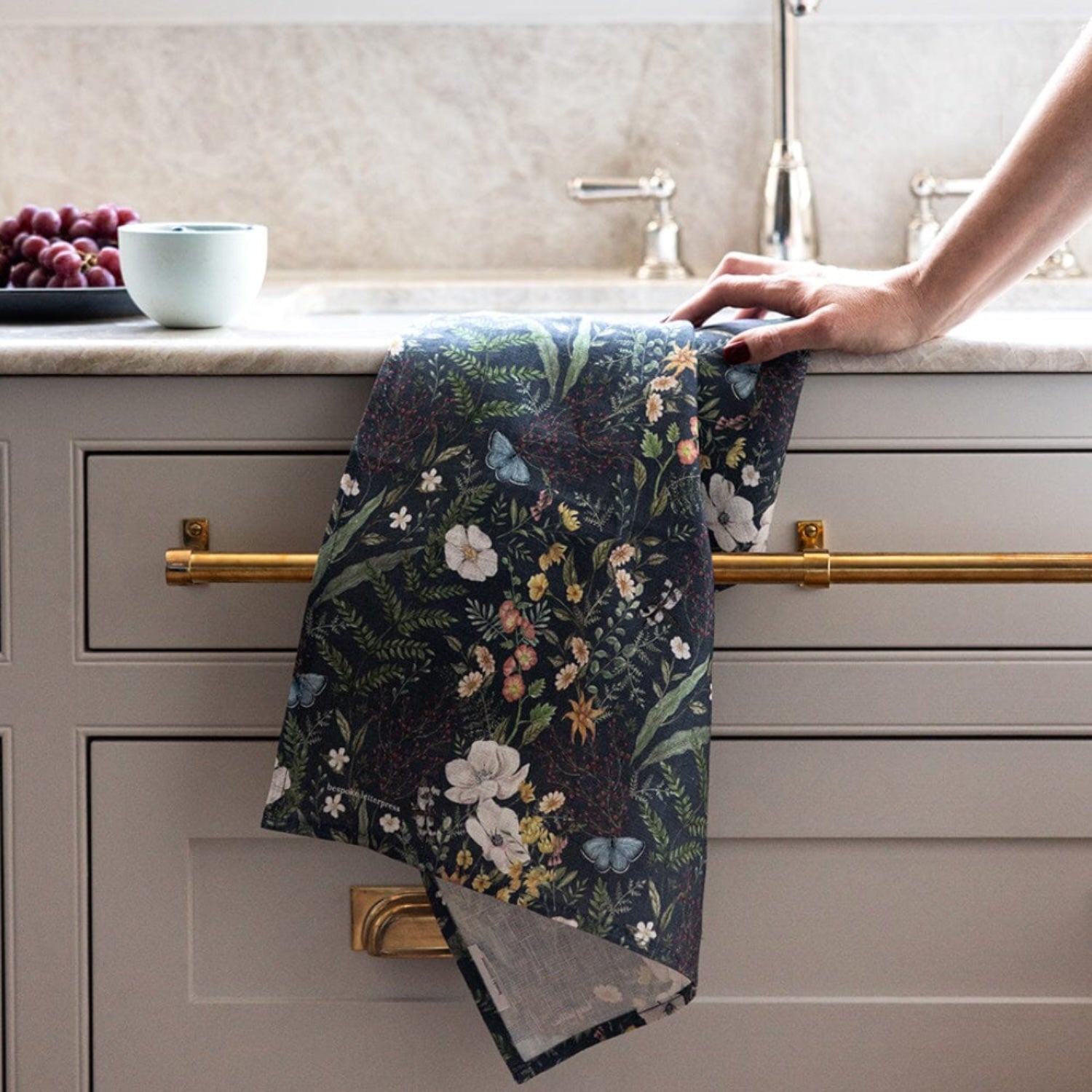 Dusk In Bloom Linen Tea Towel