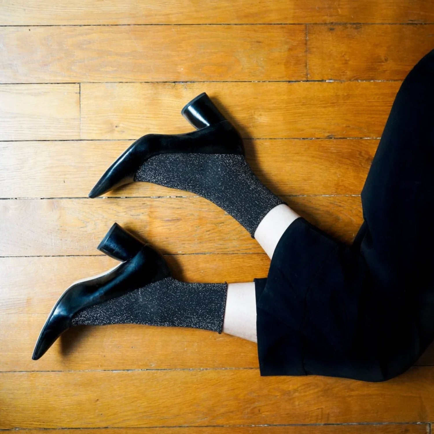 Glitter Lurex Socks - Black