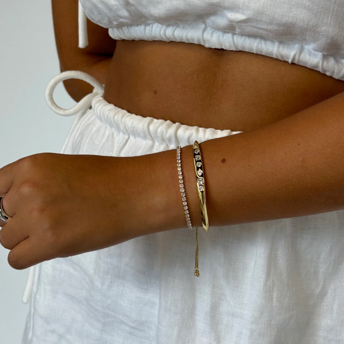 Nikki Tennis Bracelet - Gold/Clear