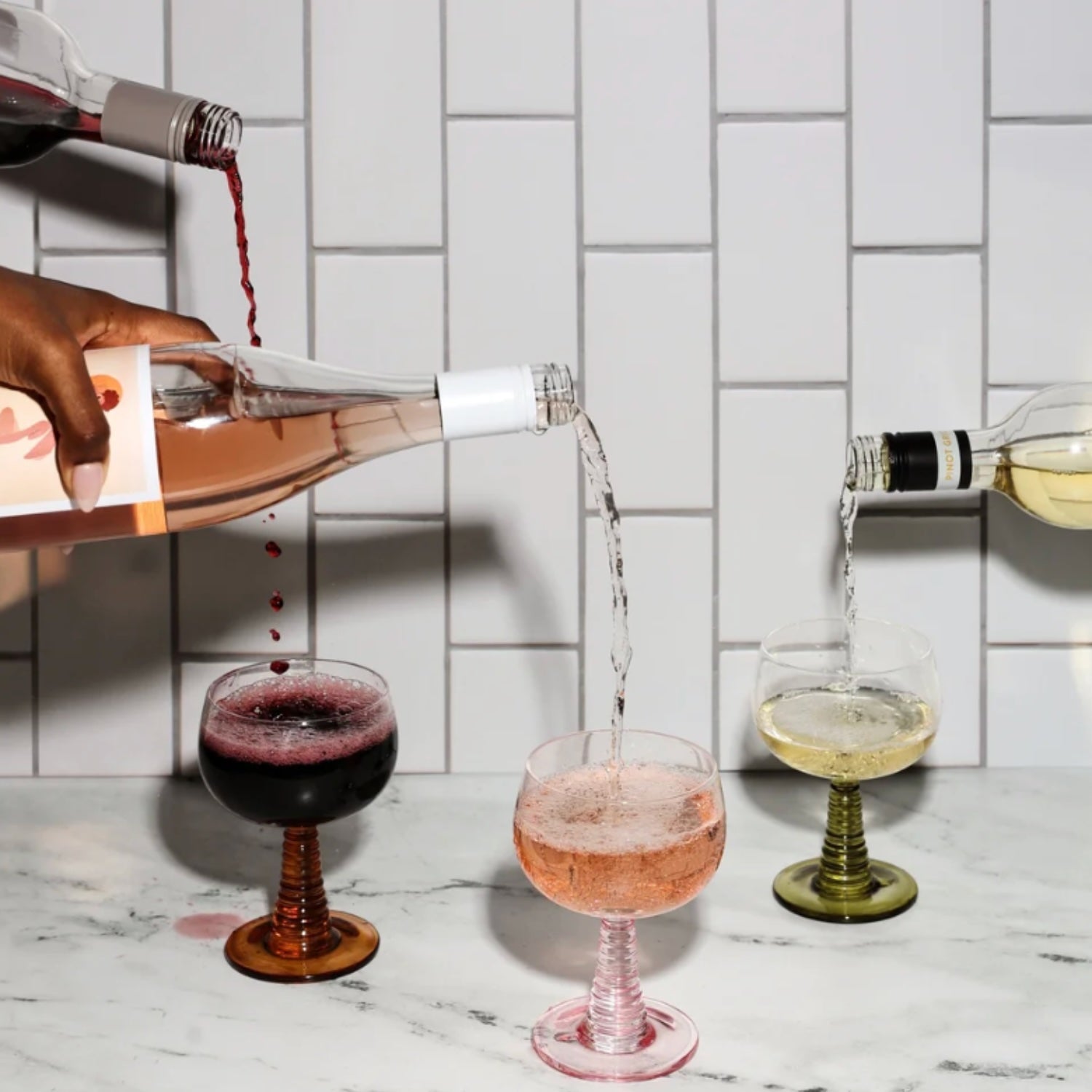 Romy S/2 Wine Glasses - Blush