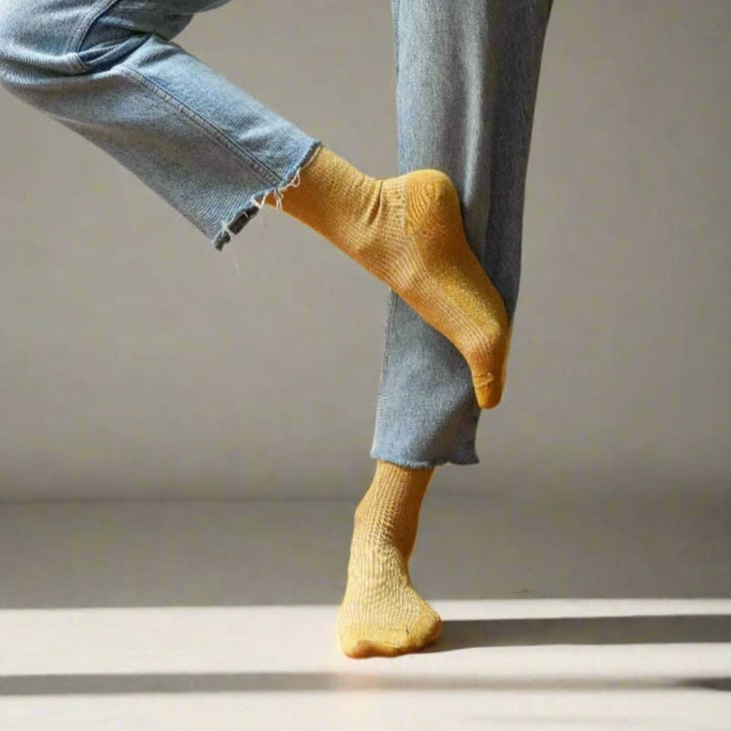 Glitter Lurex Socks - Mustard