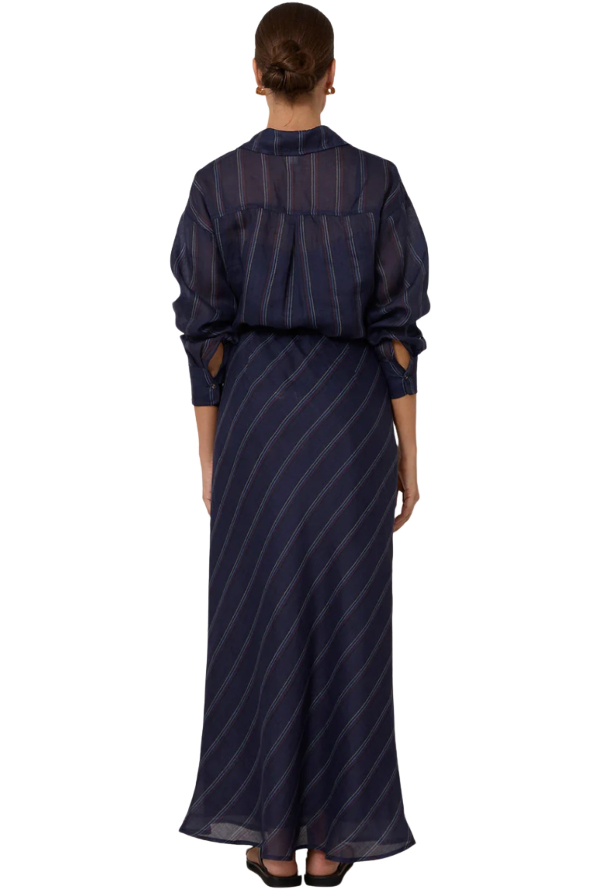 Estelle Stripe Ramie Shirt - Navy