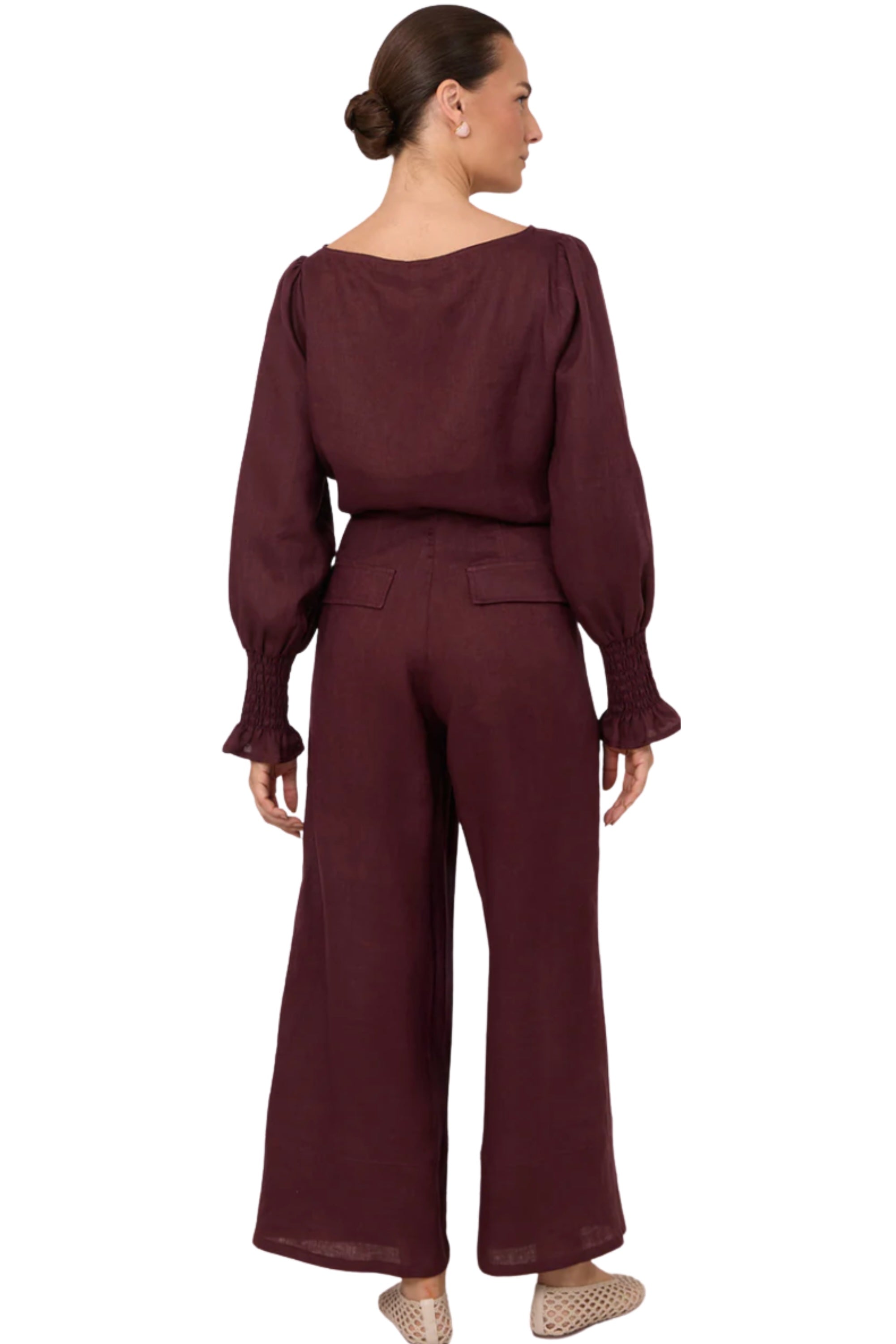 Gabriella Linen Pant - Plum