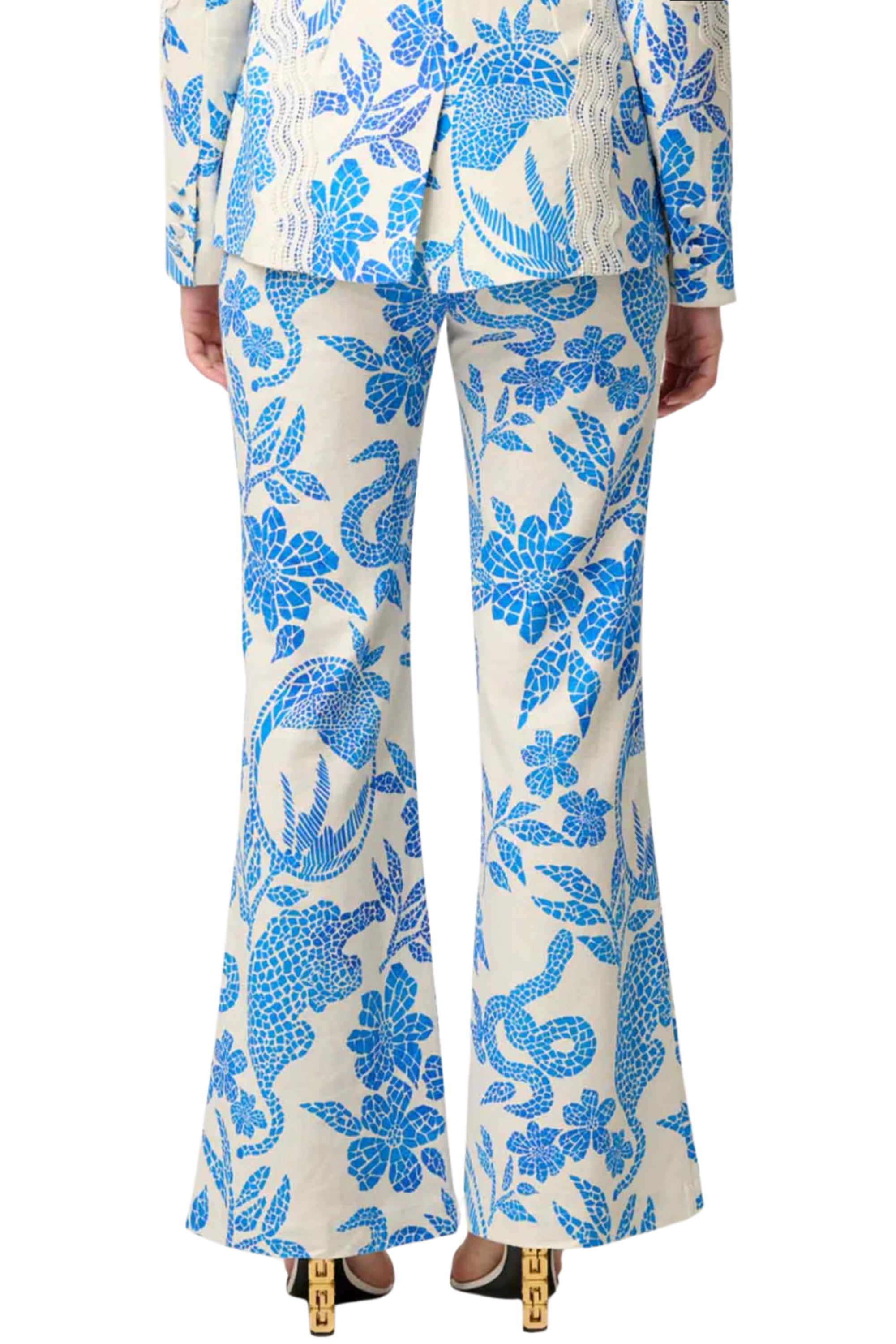 Leandro Lace Trim Pant - Azure Mosaic