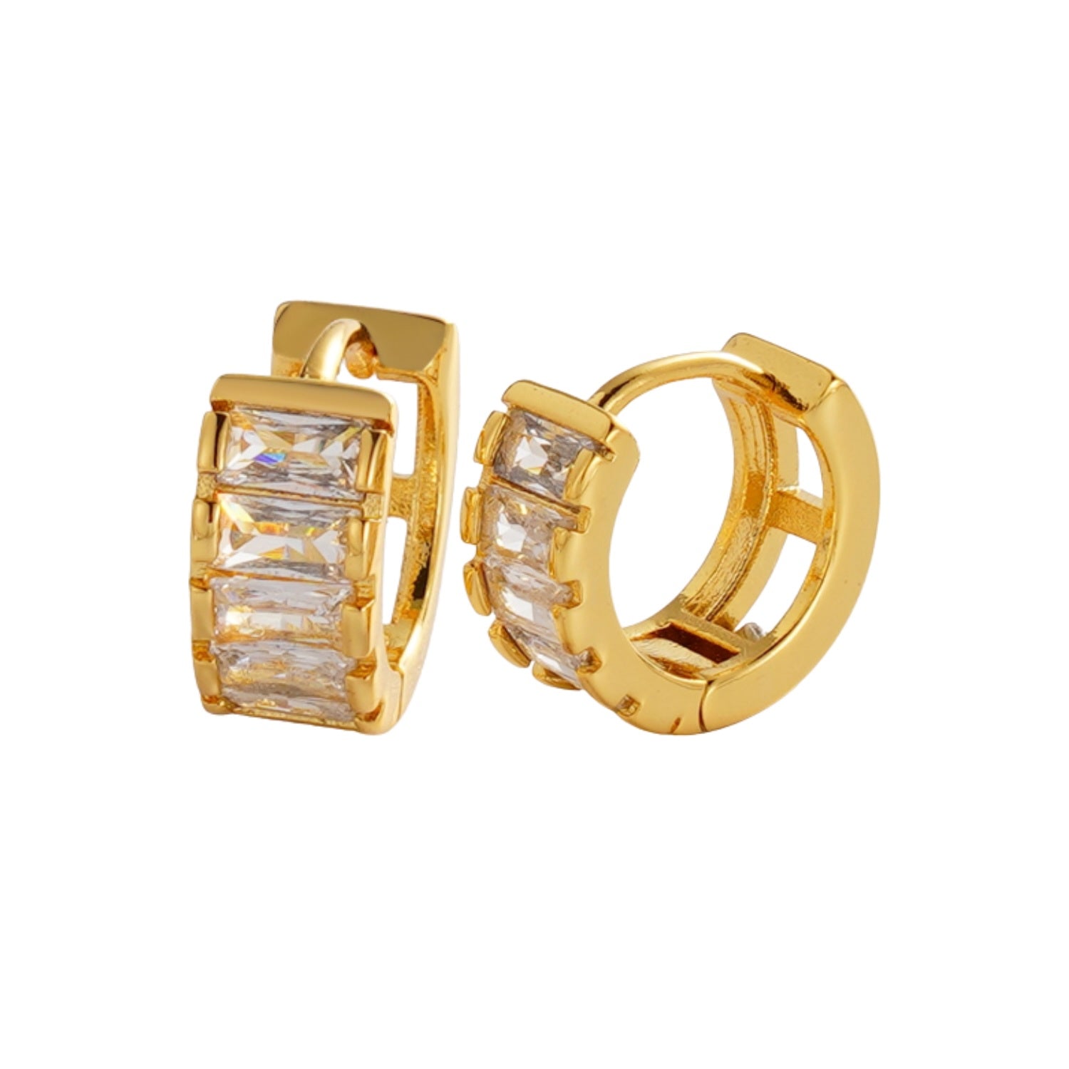 Kira Huggie Earrings - Clear/Gold