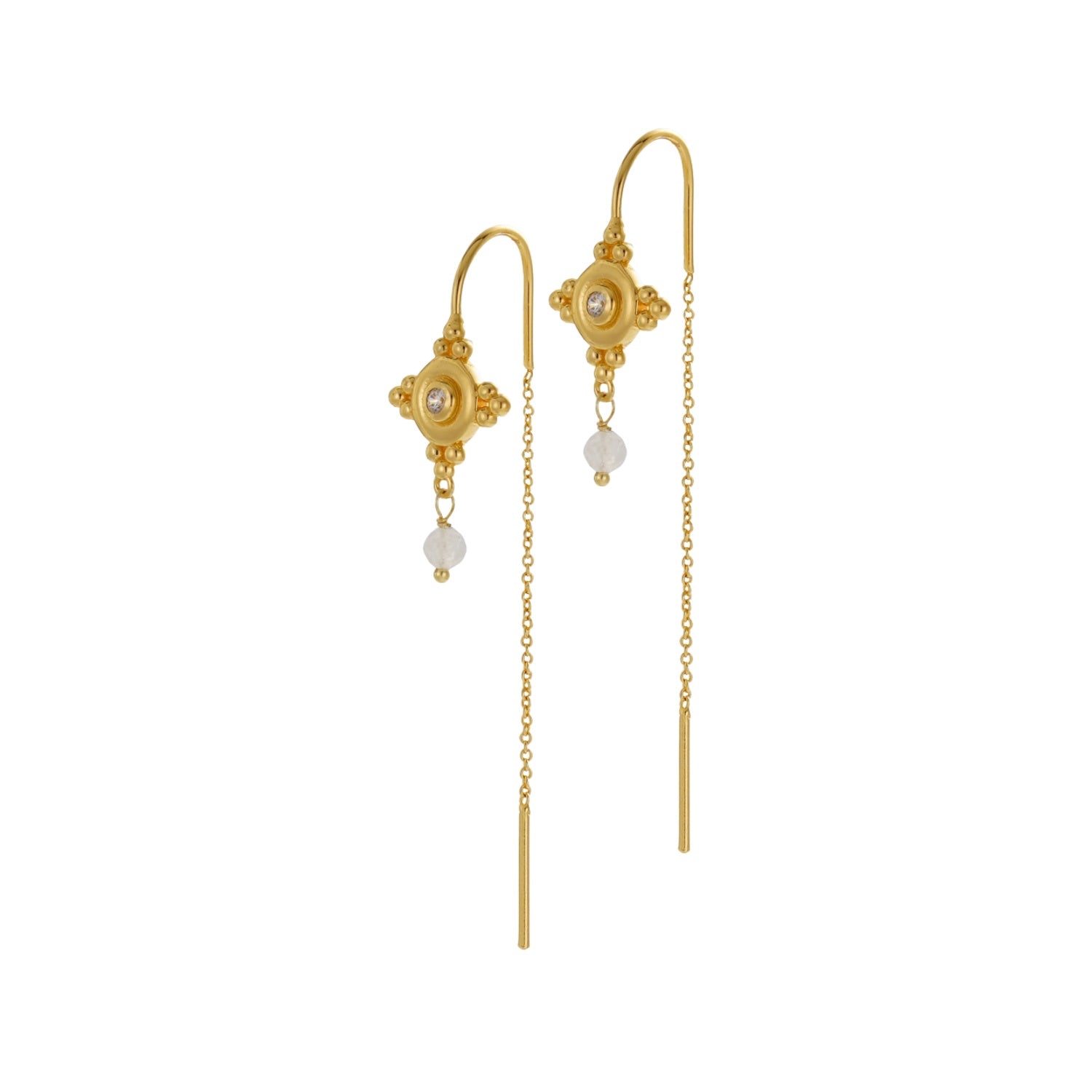 Faye Thread Earrings - Moonstone
