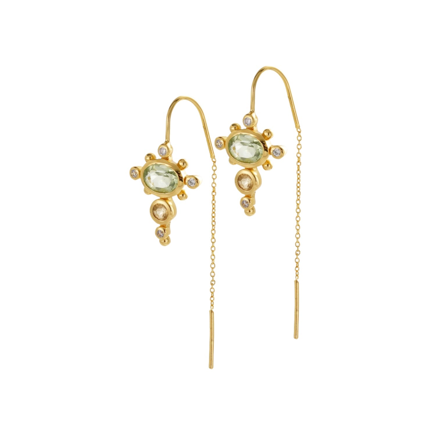 Darcy Thread Earrings - Green Amethyst
