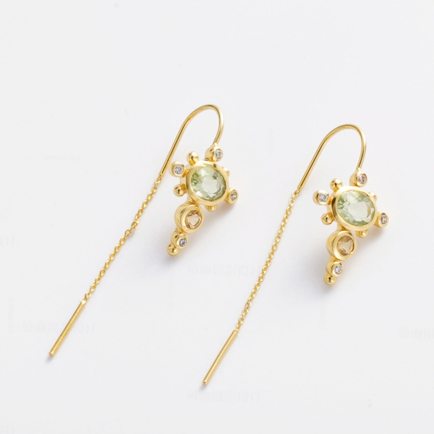 Darcy Thread Earrings - Green Amethyst