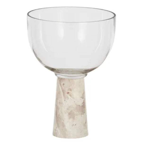 Fiva Glass/Marble Footed Bowl 15x20cm