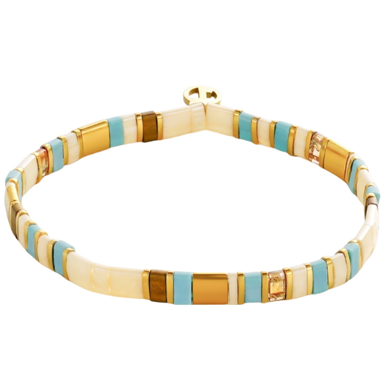 Tile Bracelet - Teal/Cream