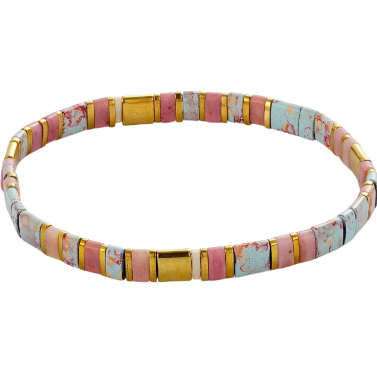 Tile Bracelet - Teal/Blush