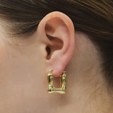 Oblong Wavy Earrings - Gold