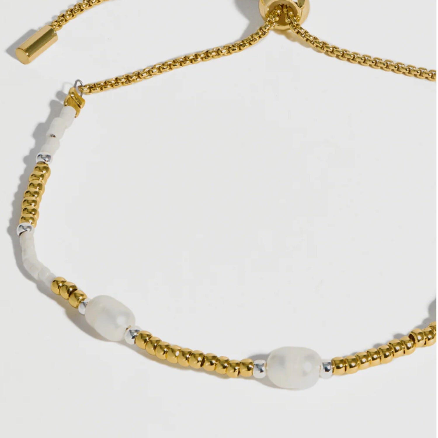 Pearl Station Bracelet - Gold Plated