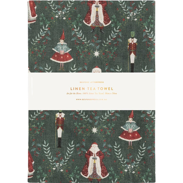 Linen Tea Towel - Mr & Mrs Clause