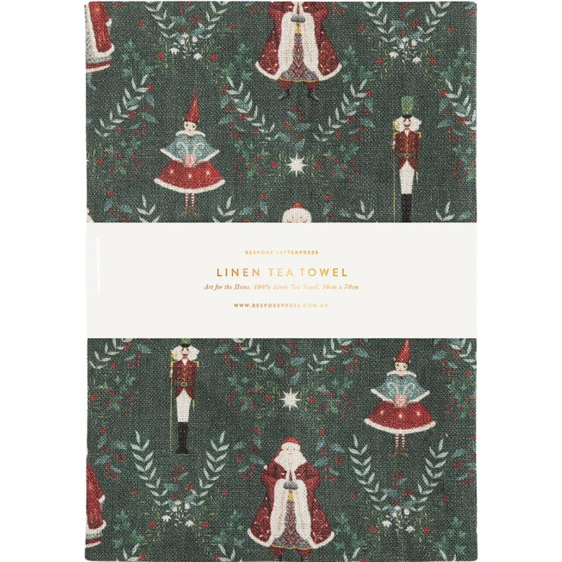 Linen Tea Towel - Mr & Mrs Clause