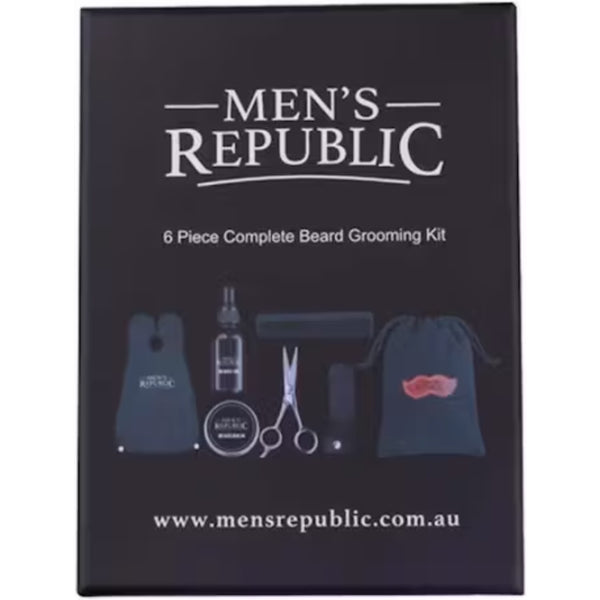 6pc Beard Grooming Kit w/ Bag/Apron