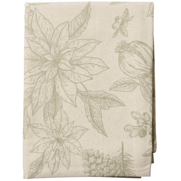 Poinsettia Table Cloth 150x350cm - Olive