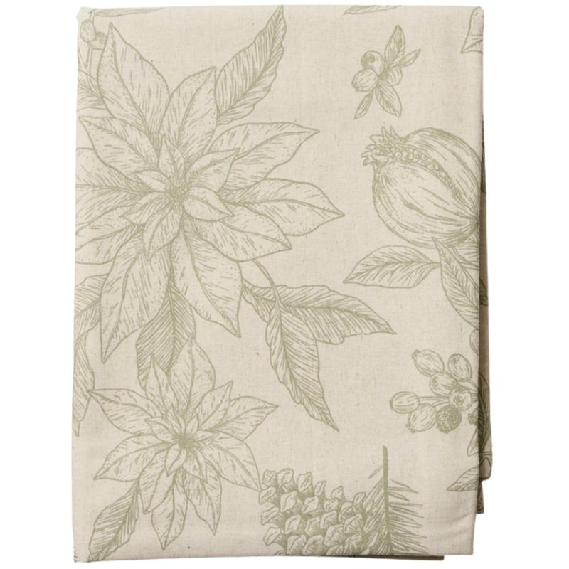 Poinsettia Table Cloth 150x350cm - Olive
