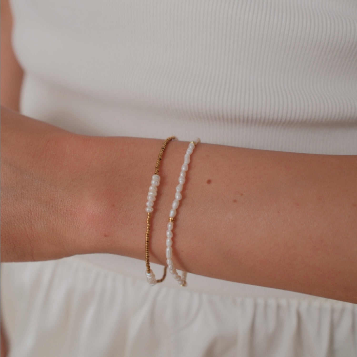 Fine Pearl & Bead Bracelet - Gold