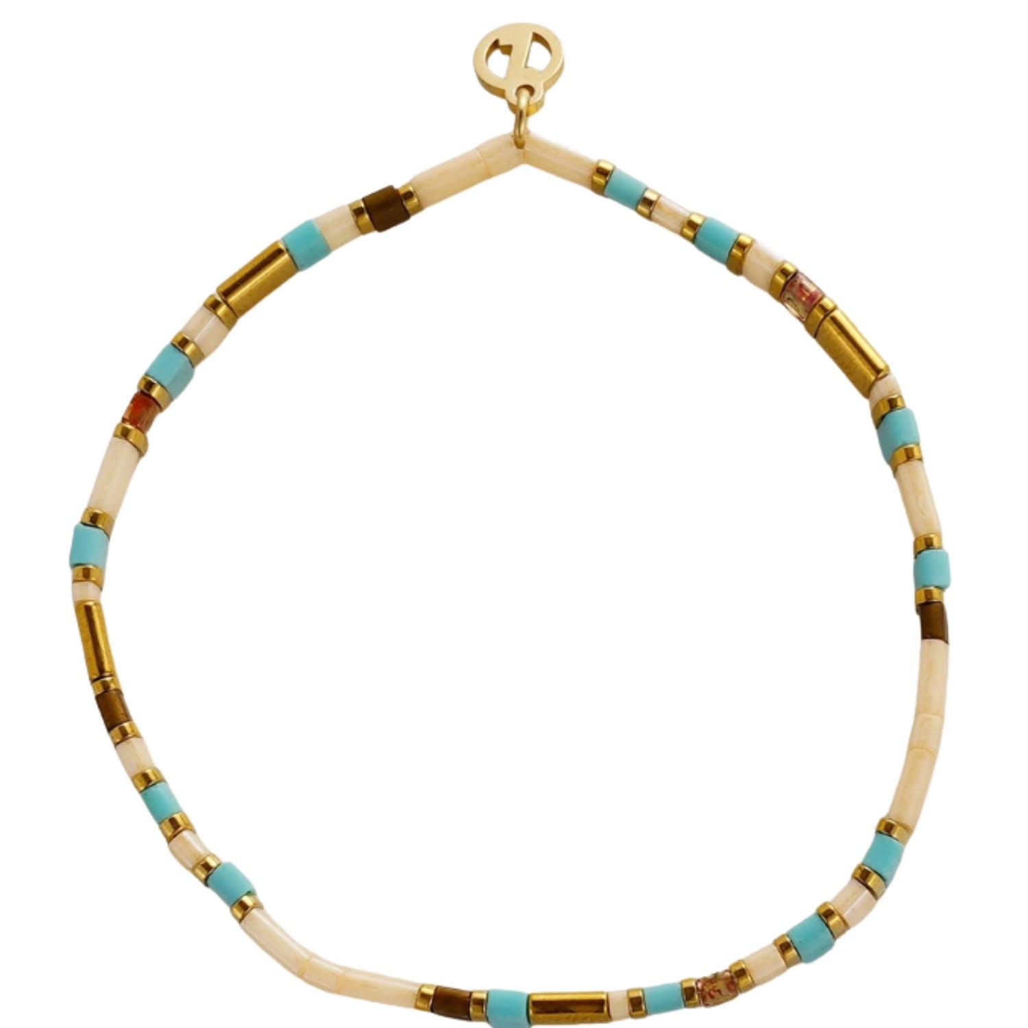 Tile Bracelet - Teal/Cream