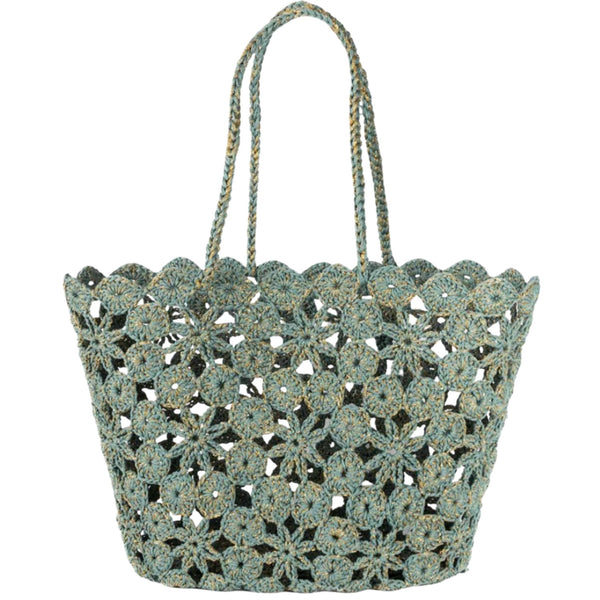 Jane Crochet Basket - Celadon/Gold
