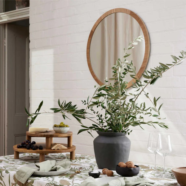 Clyde Round Oak Mirror Small