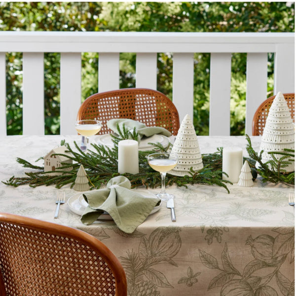 Poinsettia Table Cloth 150x350cm - Olive