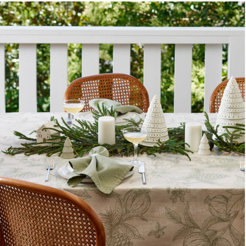 Poinsettia Table Cloth 150x350cm - Olive