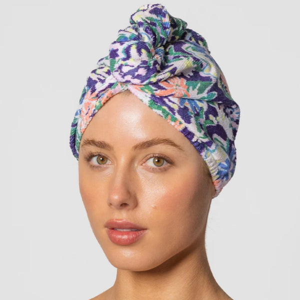 Riva Hair Towel Wrap - Floral Ikat