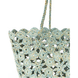 Jane Crochet Basket - Celadon/Gold