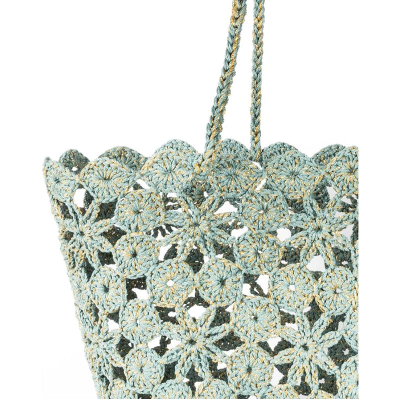 Jane Crochet Basket - Celadon/Gold