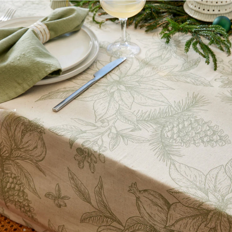Poinsettia Table Runner 35x140cm - Olive