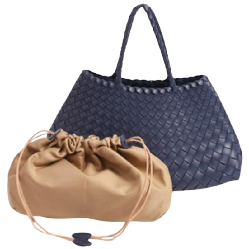 Rani Woven Fan Tote - Blue