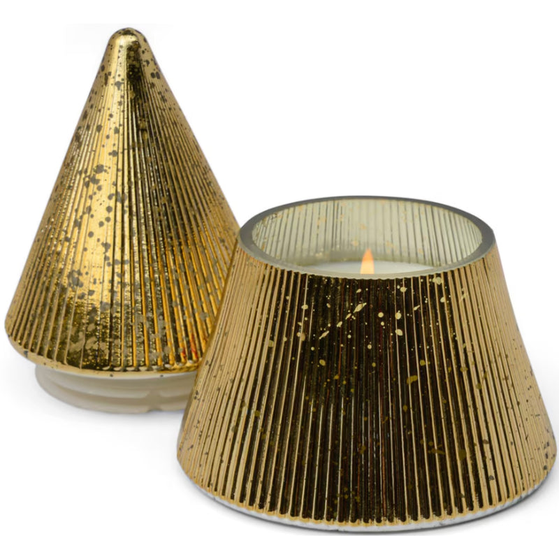 Gold Stacked Tree Candle - Cypress & Fir