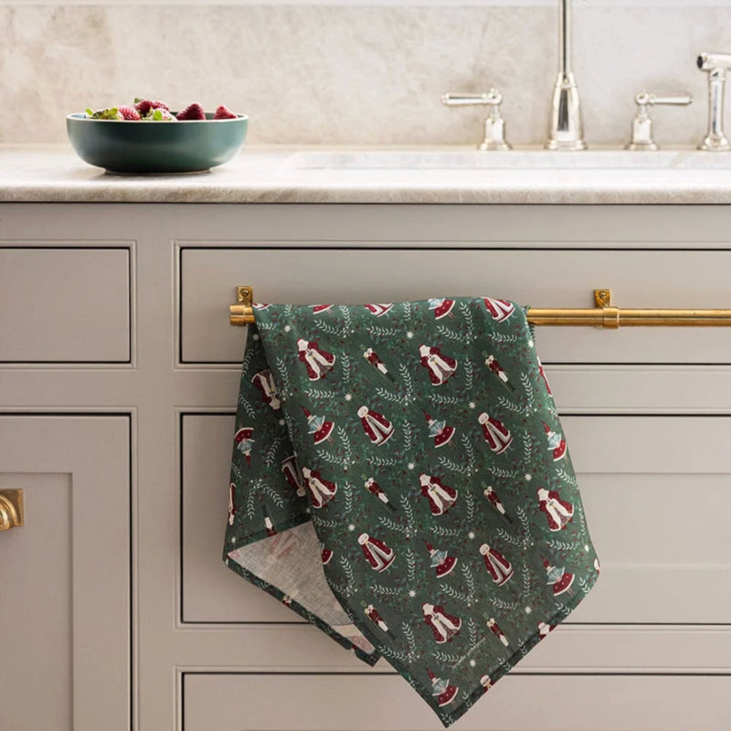 Linen Tea Towel - Mr & Mrs Clause