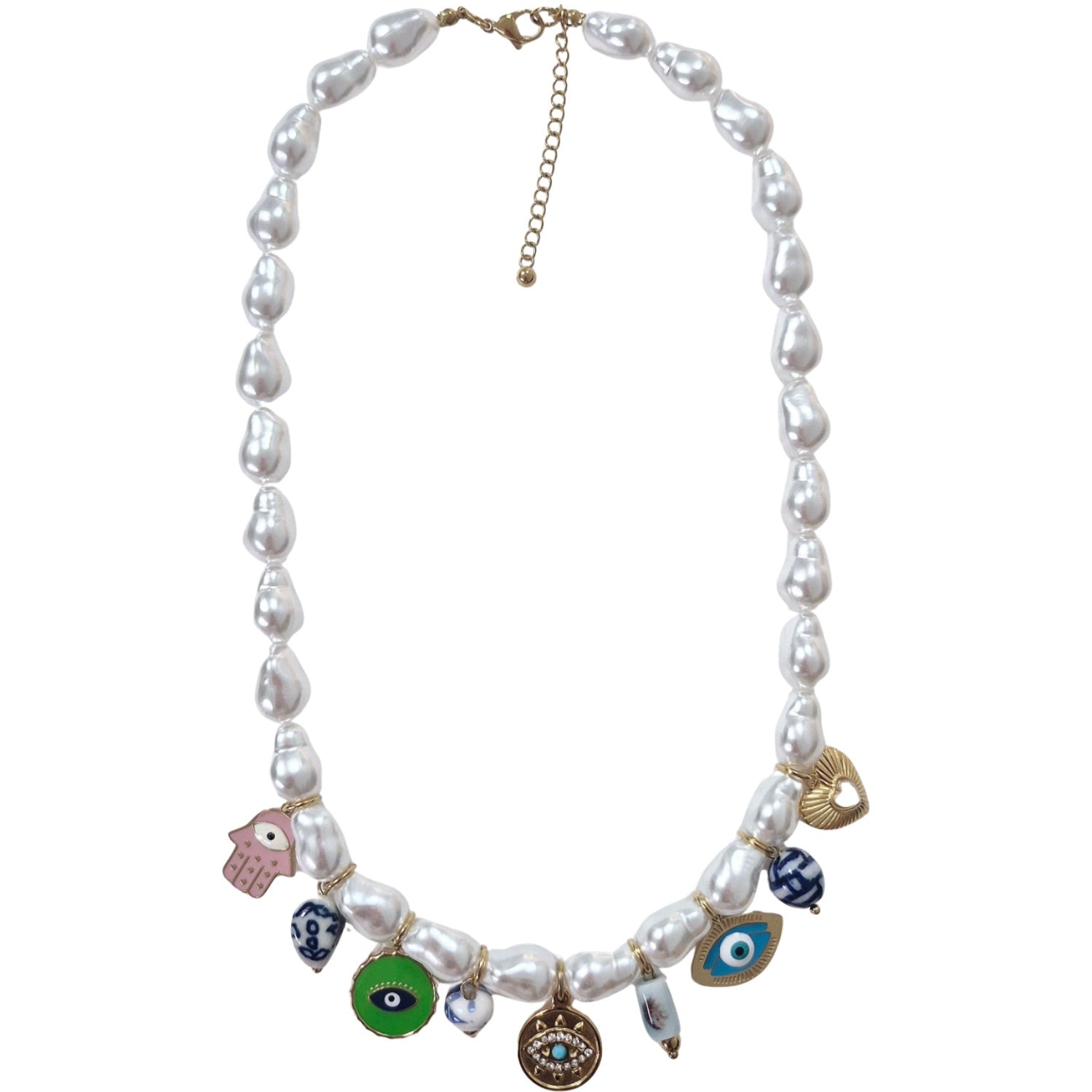 Pearl Eye Charm Necklace