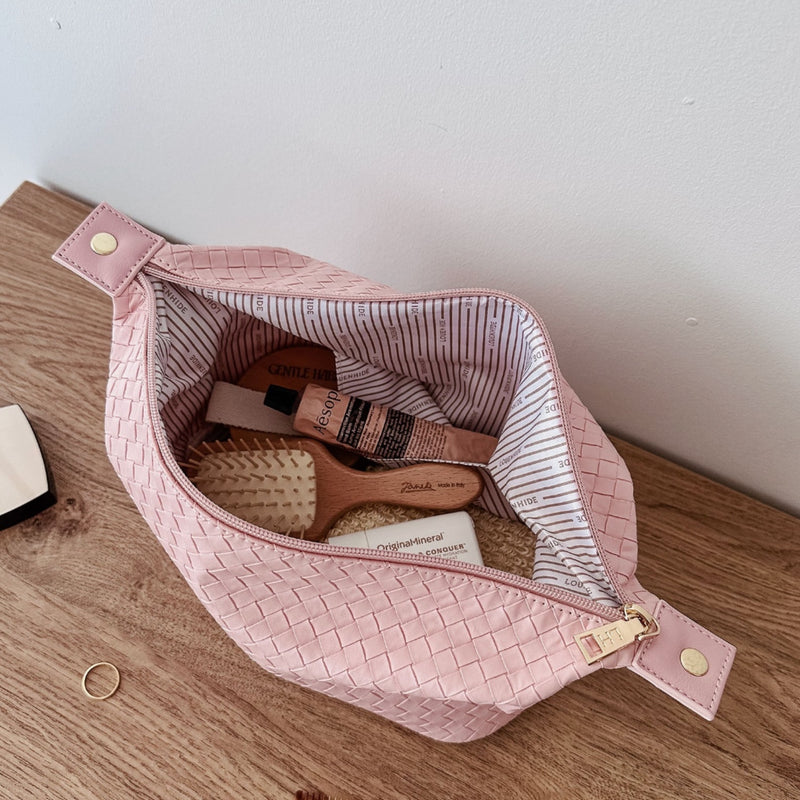 Lucinda Woven Cosmetic Case - Pink