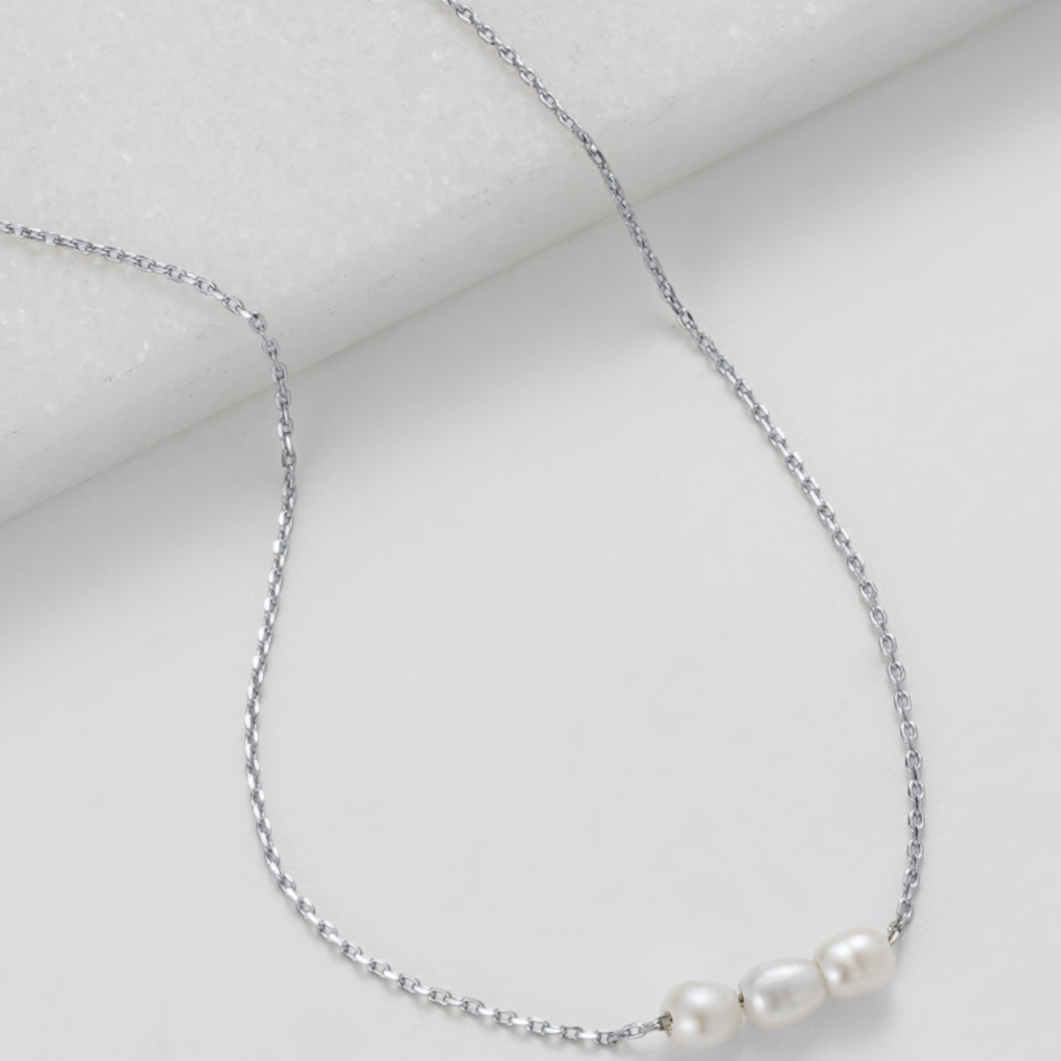 Mini Pearl Necklace - Silver