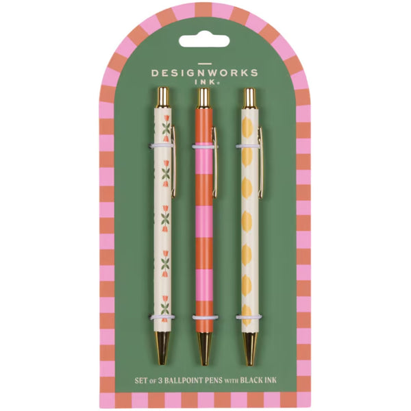 Pen Set - Flower/Stripe/Lemon